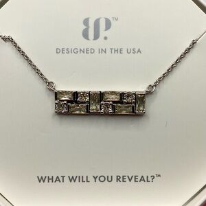 ⭐️Bomb Party Necklace RBP5541 “Geometric Diva” Lemon Cubic Zirconia Rhodium NWT